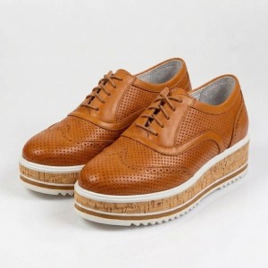 524-3584 Brown Дамски летни обувки от естествена кожа
