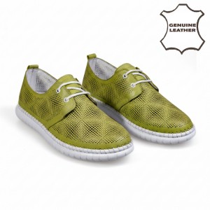 032 Green Дамски обувки от естествена кожа