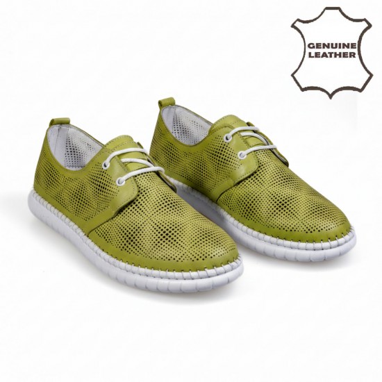 032 Green Дамски обувки от естествена кожа