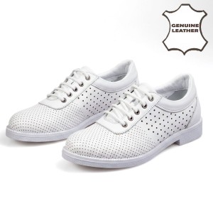 040 White Дамски обувки от естествена кожа
