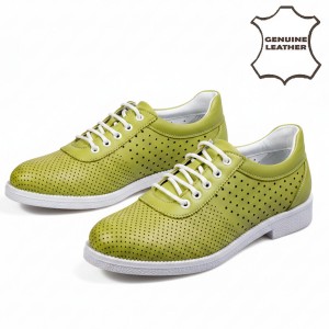 040 Green Дамски обувки от естествена кожа
