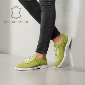 040 Green Дамски обувки от естествена кожа