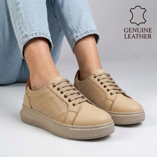 050 Beige Дамски обувки от естествена кожа