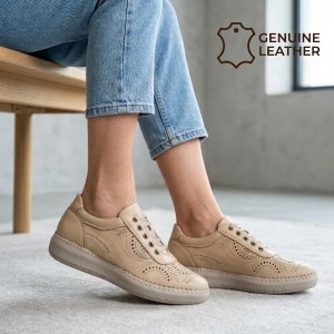 030 Beige Дамски обувки от естествена кожа