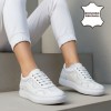 030 White Дамски обувки от естествена кожа