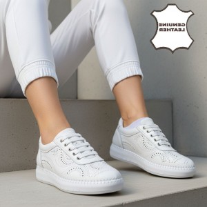 030 White Дамски обувки от естествена кожа