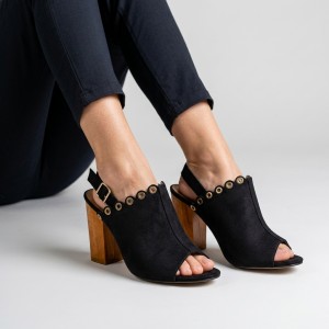 1266-32 Black Дамски сандали на токчета