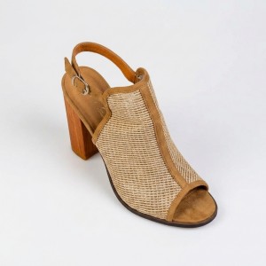 1266-7 Beige Дамски сандали на токчета