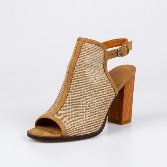 1266-7 Beige Дамски сандали на токчета
