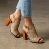 1266-7 Beige Дамски сандали на токчета