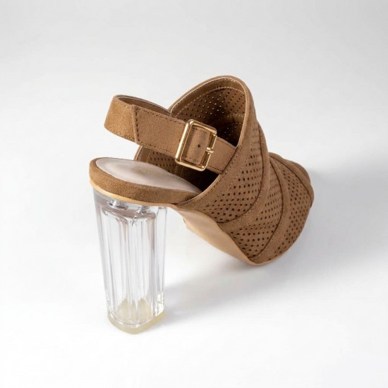 2461-E17 Beige Дамски сандали на токчета