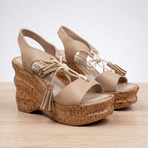 NF998-3 Beige Дамски сандали на платформа