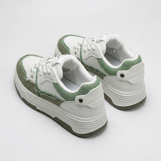 E105-3  White/Green Дамски маратонки