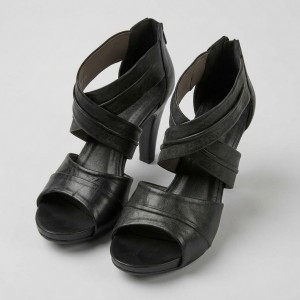 664-8822 Black Дамски сандали на токчета от естествена кожа