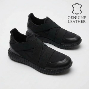 5102M/093 Black Мъжки маратонки от естествена кожа