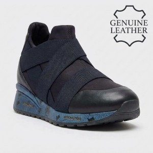 5102 Blue Дамски маратонки от естествена кожа