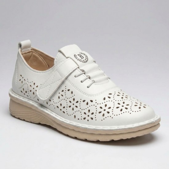 S599-2 White Дамски летни обувки от естествена кожа