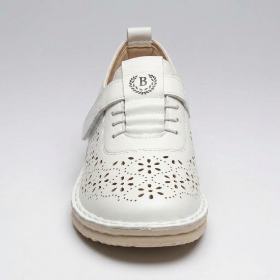 S599-2 White Дамски летни обувки от естествена кожа