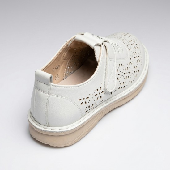S599-2 White Дамски летни обувки от естествена кожа