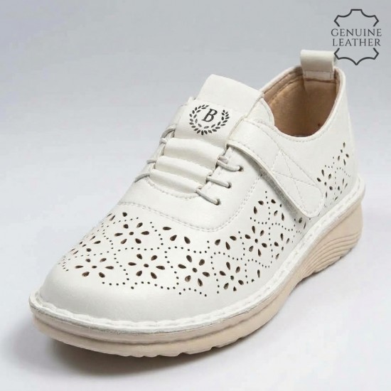 S599-2 White Дамски летни обувки от естествена кожа