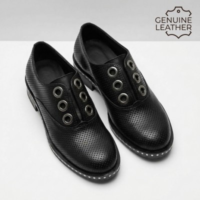 514-6235 Black Дамски летни обувки от естествена кожа