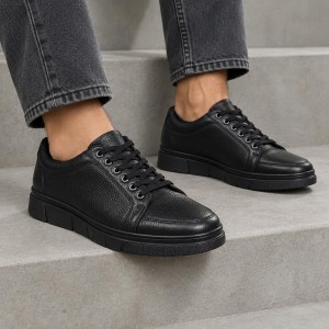 910 Black Мъжки ежедневни обувки от естествена кожа