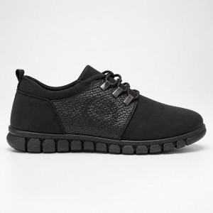 M2026-7Black Мъжки ежедневни обувки от естествена кожа