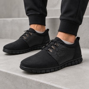 M2026-7Black Мъжки ежедневни обувки от естествена кожа