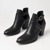 B0309 Black Дамски летни боти и ботуши на токчета от естествена кожа