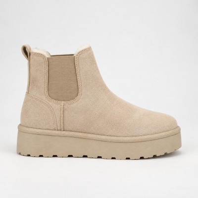 MY004 Beige Дамски боти на платформа