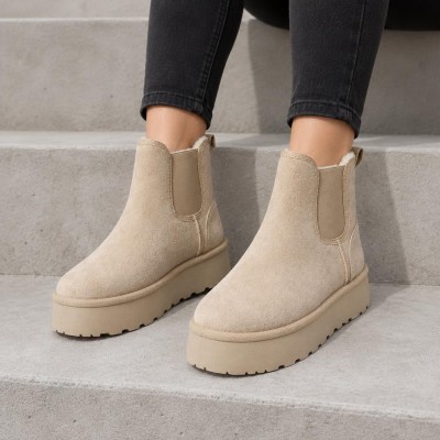 MY004 Beige Дамски боти на платформа