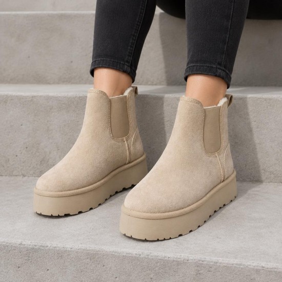 MY004 Beige Дамски боти на платформа