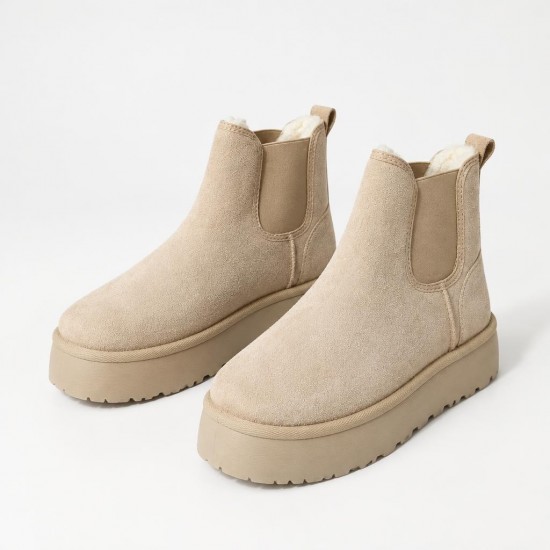 MY004 Beige Дамски боти на платформа