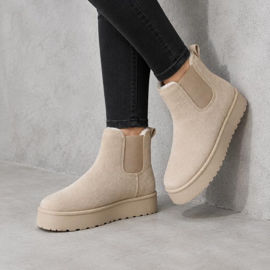 MY004 Beige Дамски боти на платформа