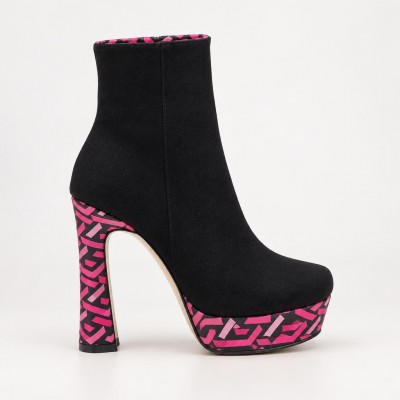 HT1300 Black Fuchsia Дамски боти на токчета