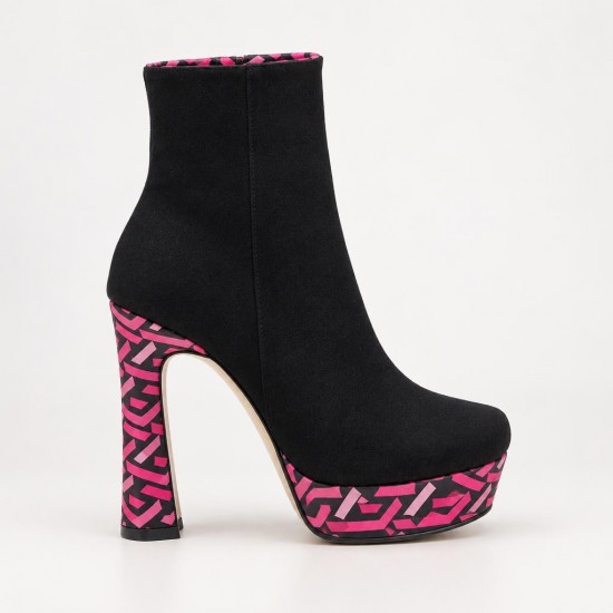 HT1300 Black Fuchsia Дамски боти на токчета
