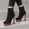 HT1300 Black Fuchsia Дамски боти на токчета