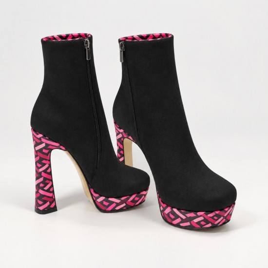 HT1300 Black Fuchsia Дамски боти на токчета