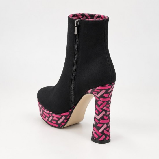 HT1300 Black Fuchsia Дамски боти на токчета