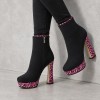 HT1300 Black Fuchsia Дамски боти на токчета