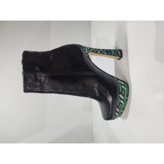 HT1300 Black Green Дамски боти на токчета