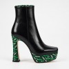 HT1300 Black Green Дамски боти на токчета