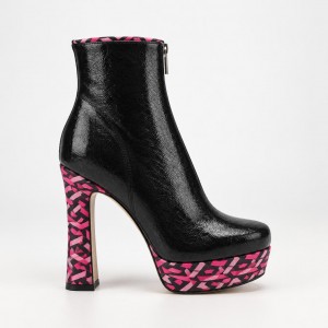 HT1300 Black Fuchsia Дамски боти на токчета