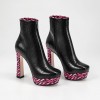 HT1300 Black Fuchsia Дамски боти на токчета