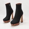HT1300 Black Orange Дамски боти на токчета