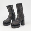 SL2099 Black Blue Дамски боти на токчета