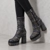 SL2099 Black Blue Дамски боти на токчета