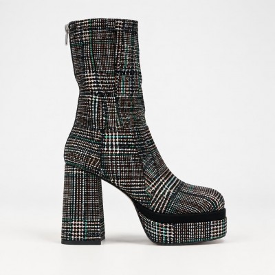 SL2099 Black Green Дамски боти на платформа