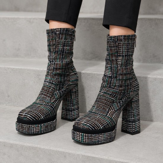 SL2099 Black Green Дамски боти на платформа