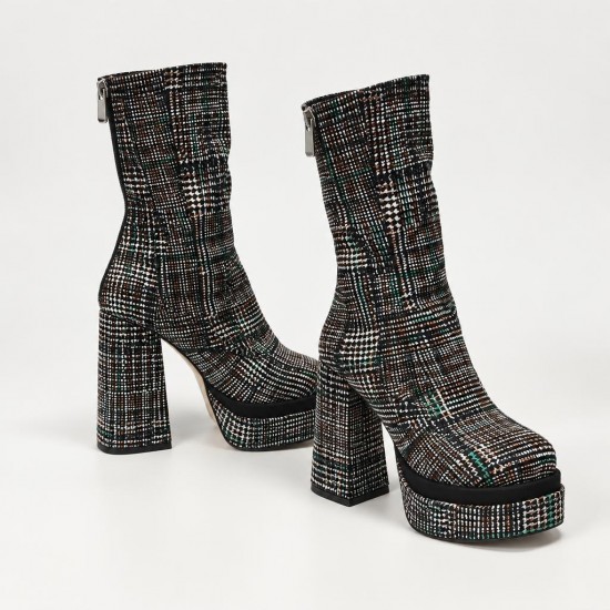 SL2099 Black Green Дамски боти на платформа